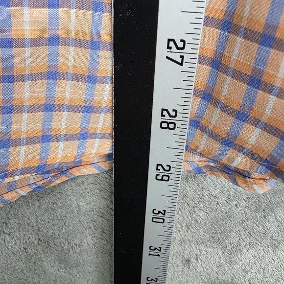 Mens Cremeux Classics Orange & Blue Plaid Shirt Button Down Long Sleeve Size M - Picture 8 of 9